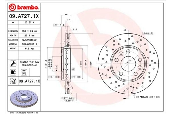 Brembo Δισκόπλακα - 09.A727.1X