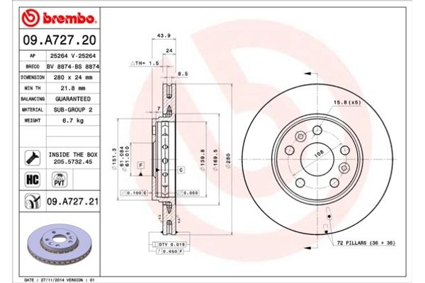 Brembo Δισκόπλακα - 09.A727.20