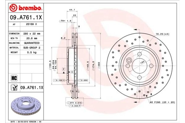 Brembo Δισκόπλακα - 09.A761.1X