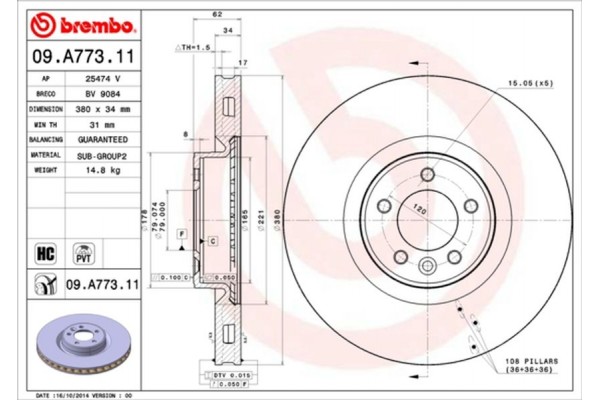 Brembo Δισκόπλακα - 09.A773.11 Brembo Δισκόπλακα - 09.A773.11