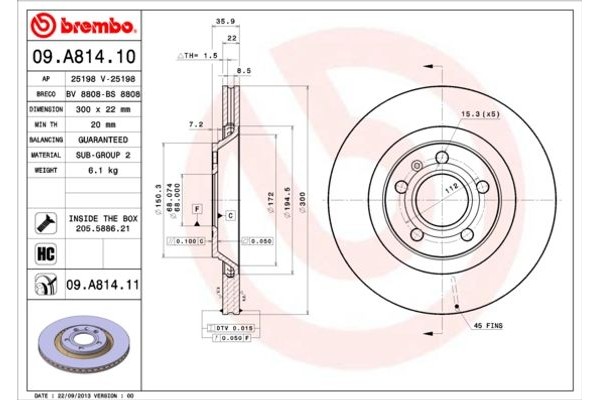 Brembo Δισκόπλακα - 09.A814.10