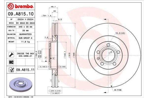 Brembo Δισκόπλακα - 09.A815.11