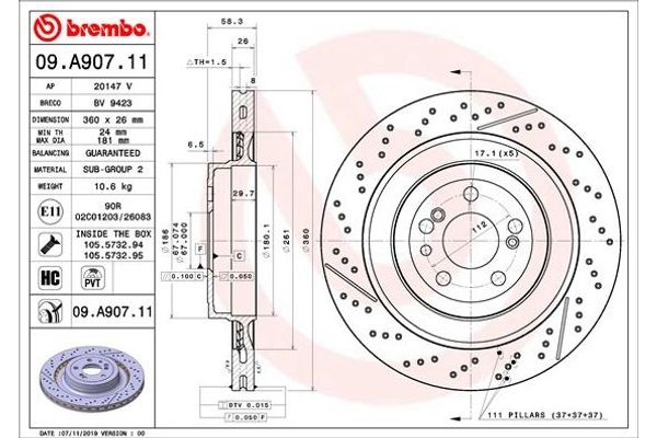 Brembo Δισκόπλακα - 09.A907.11