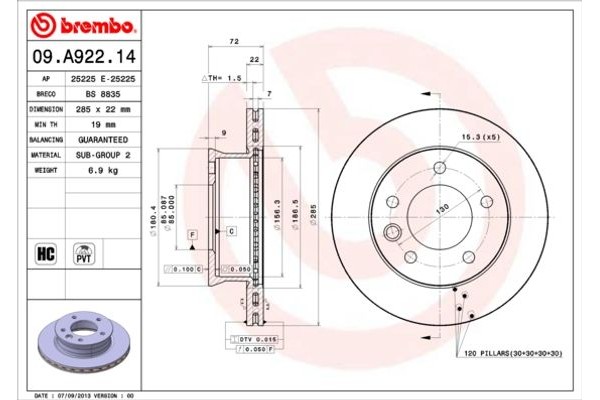 Brembo Δισκόπλακα - 09.A922.14