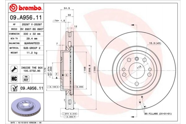 Brembo Δισκόπλακα - 09.A956.11