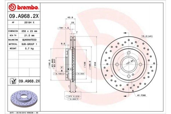 Brembo Δισκόπλακα - 09.A968.2X