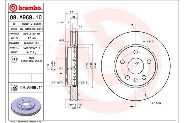 Brembo Δισκόπλακα - 09.A969.10