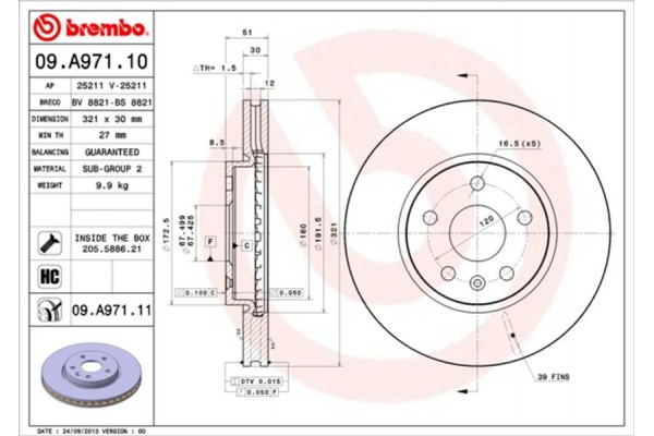 Brembo Δισκόπλακα - 09.A971.10