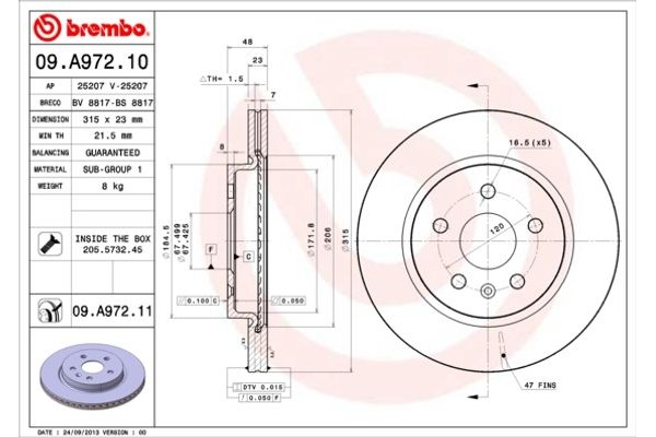 Brembo Δισκόπλακα - 09.A972.10