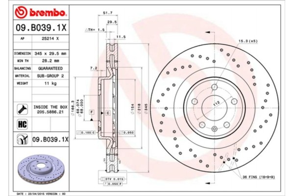 Brembo Δισκόπλακα - 09.B039.1X