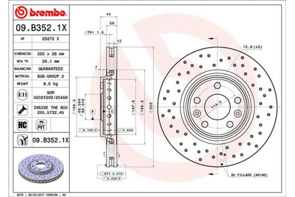 Brembo Δισκόπλακα - 09.B352.1X Brembo Δισκόπλακα - 09.B352.1X