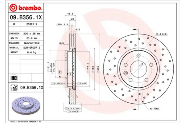 Brembo Δισκόπλακα - 09.B356.1X Brembo Δισκόπλακα - 09.B356.1X