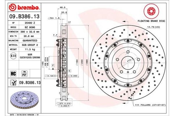 Brembo Δισκόπλακα - 09.B386.13