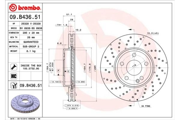 Brembo Δισκόπλακα - 09.B436.51