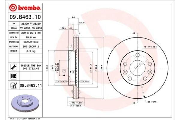 Brembo Δισκόπλακα - 09.B463.10