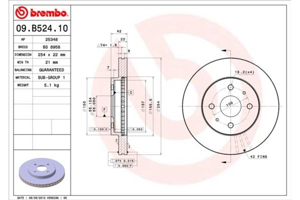 Brembo Δισκόπλακα - 09.B524.10