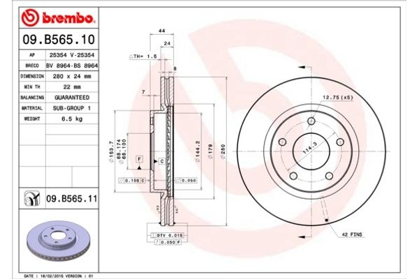 Brembo Δισκόπλακα - 09.B565.11