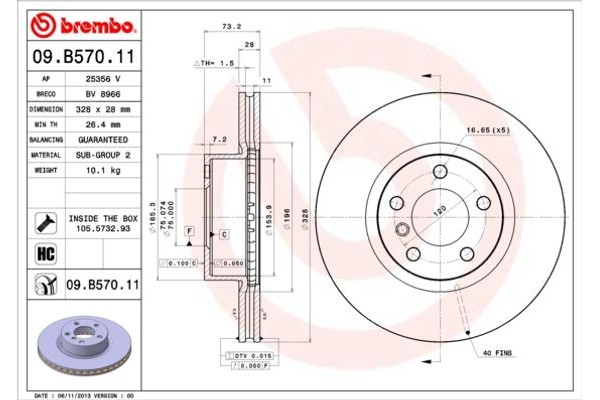 Brembo Δισκόπλακα - 09.B570.11