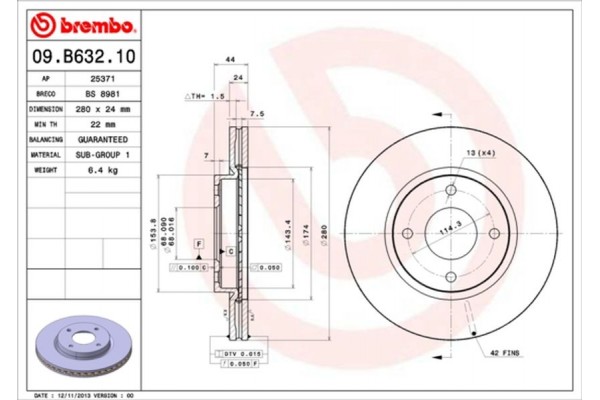 Brembo Δισκόπλακα - 09.B632.10