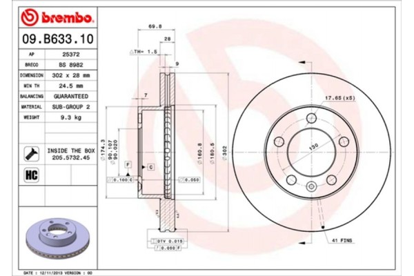 Brembo Δισκόπλακα - 09.B633.10 Brembo Δισκόπλακα - 09.B633.10