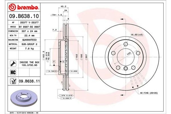 Brembo Δισκόπλακα - 09.B638.11