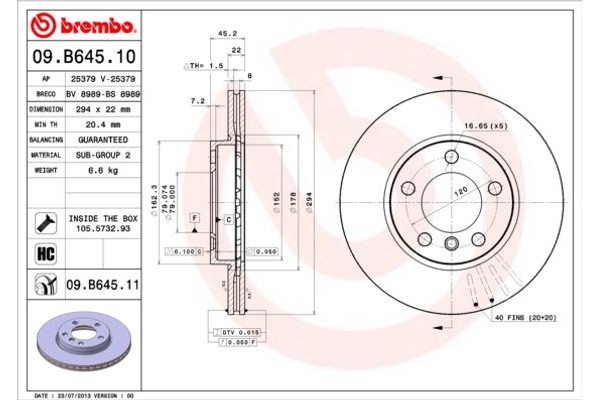 Brembo Δισκόπλακα - 09.B645.11