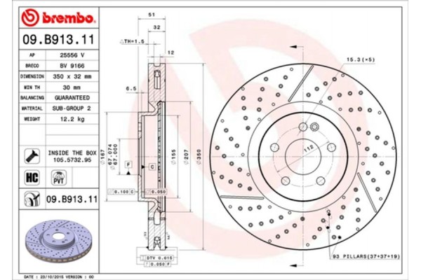 Brembo Δισκόπλακα - 09.B913.11 Brembo Δισκόπλακα - 09.B913.11