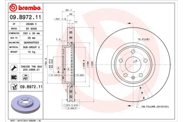 Brembo Δισκόπλακα - 09.B972.11 Brembo Δισκόπλακα - 09.B972.11