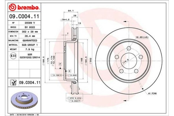 Brembo Δισκόπλακα - 09.C004.11 Brembo Δισκόπλακα - 09.C004.11