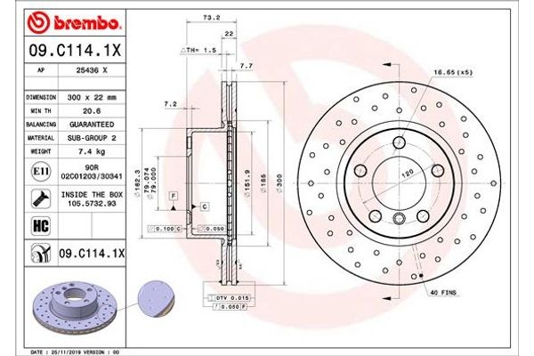 Brembo Δισκόπλακα - 09.C114.1X