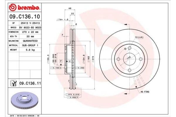 Brembo Δισκόπλακα - 09.C136.11