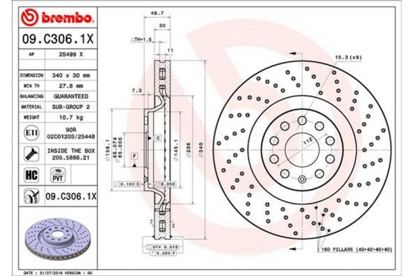 Brembo Δισκόπλακα - 09.C306.1X