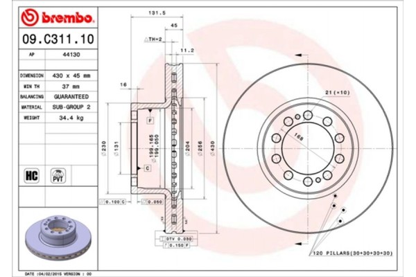 Brembo Δισκόπλακα - 09.C311.10 Brembo Δισκόπλακα - 09.C311.10