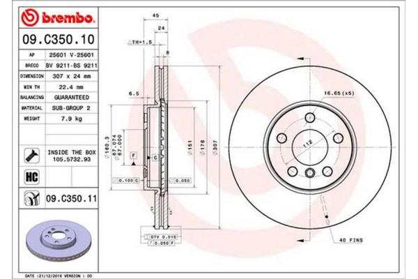 Brembo Δισκόπλακα - 09.C350.11 Brembo Δισκόπλακα - 09.C350.11