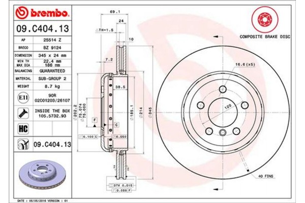 Brembo Δισκόπλακα - 09.C404.13 Brembo Δισκόπλακα - 09.C404.13