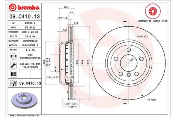 Brembo Δισκόπλακα - 09.C410.13 Brembo Δισκόπλακα - 09.C410.13