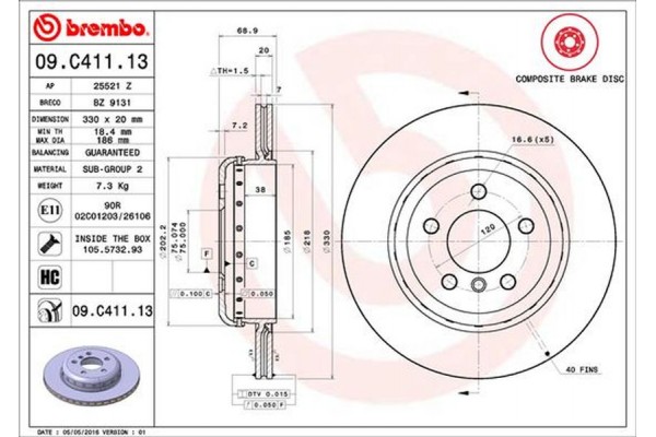 Brembo Δισκόπλακα - 09.C411.13 Brembo Δισκόπλακα - 09.C411.13