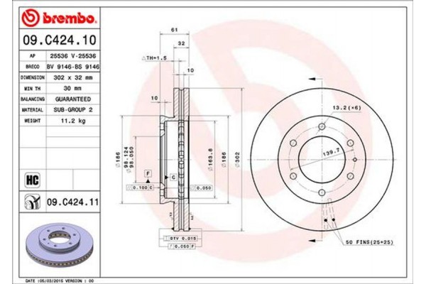 Brembo Δισκόπλακα - 09.C424.11 Brembo Δισκόπλακα - 09.C424.11