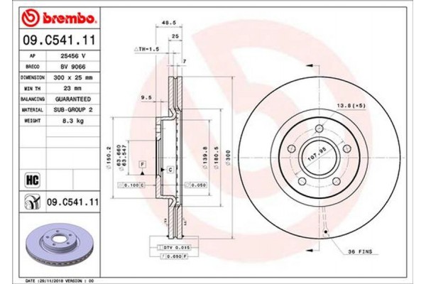 Brembo Δισκόπλακα - 09.C541.11 Brembo Δισκόπλακα - 09.C541.11