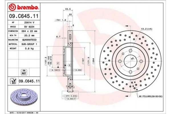 Brembo Δισκόπλακα - 09.C645.11 Brembo Δισκόπλακα - 09.C645.11