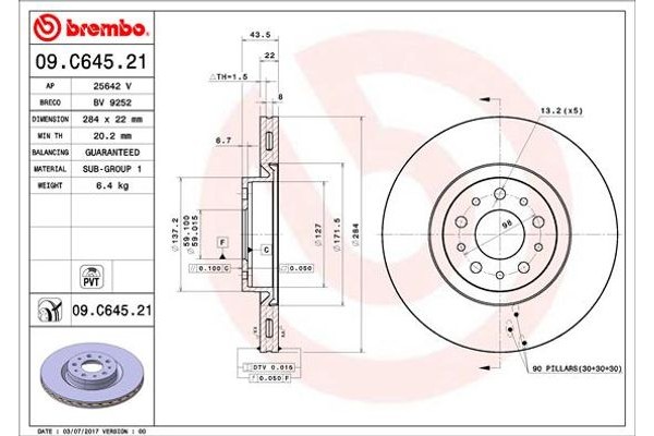 Brembo Δισκόπλακα - 09.C645.21