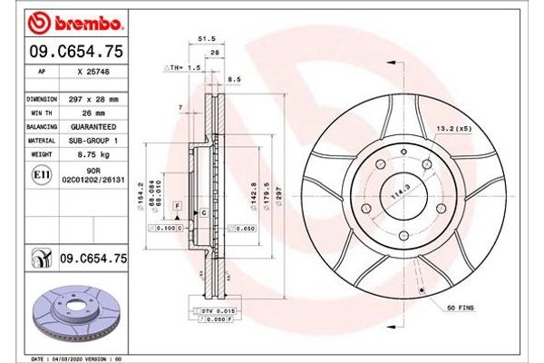 Brembo Δισκόπλακα - 09.C654.75