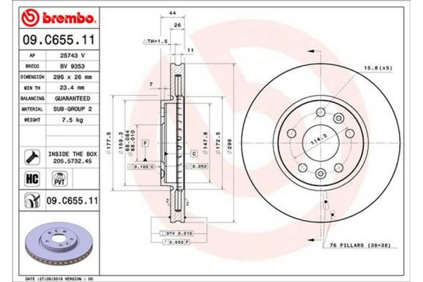 Brembo Δισκόπλακα - 09.C655.11 Brembo Δισκόπλακα - 09.C655.11