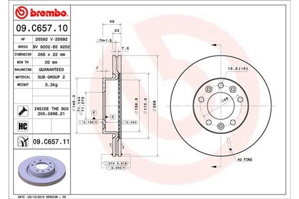 Brembo Δισκόπλακα - 09.C657.11