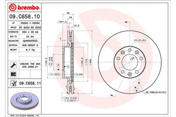 Brembo Δισκόπλακα - 09.C658.11 Brembo Δισκόπλακα - 09.C658.11