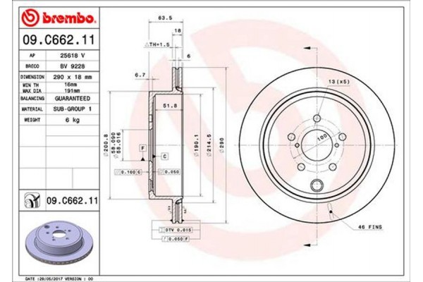 Brembo Δισκόπλακα - 09.C662.11 Brembo Δισκόπλακα - 09.C662.11