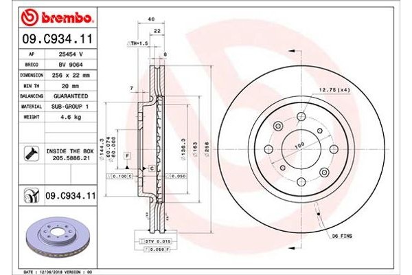 Brembo Δισκόπλακα - 09.C934.11