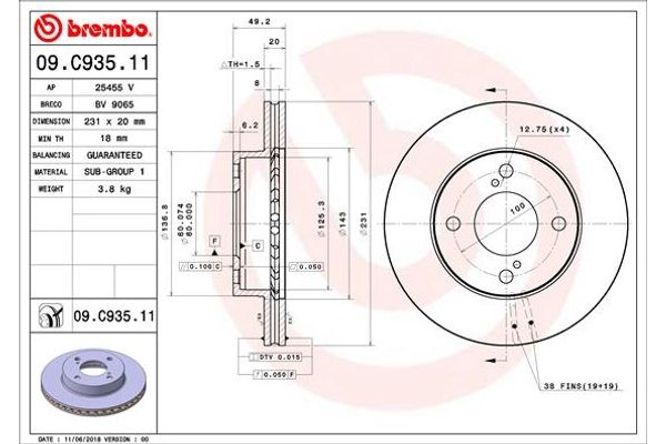 Brembo Δισκόπλακα - 09.C935.11