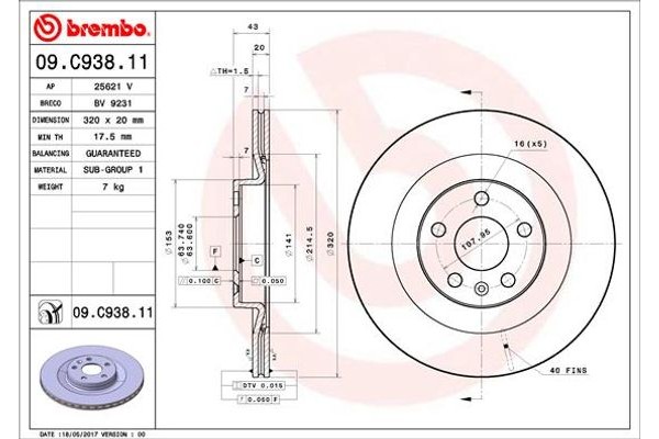 Brembo Δισκόπλακα - 09.C938.11