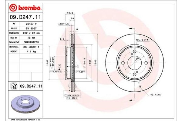 Brembo Δισκόπλακα - 09.D247.11